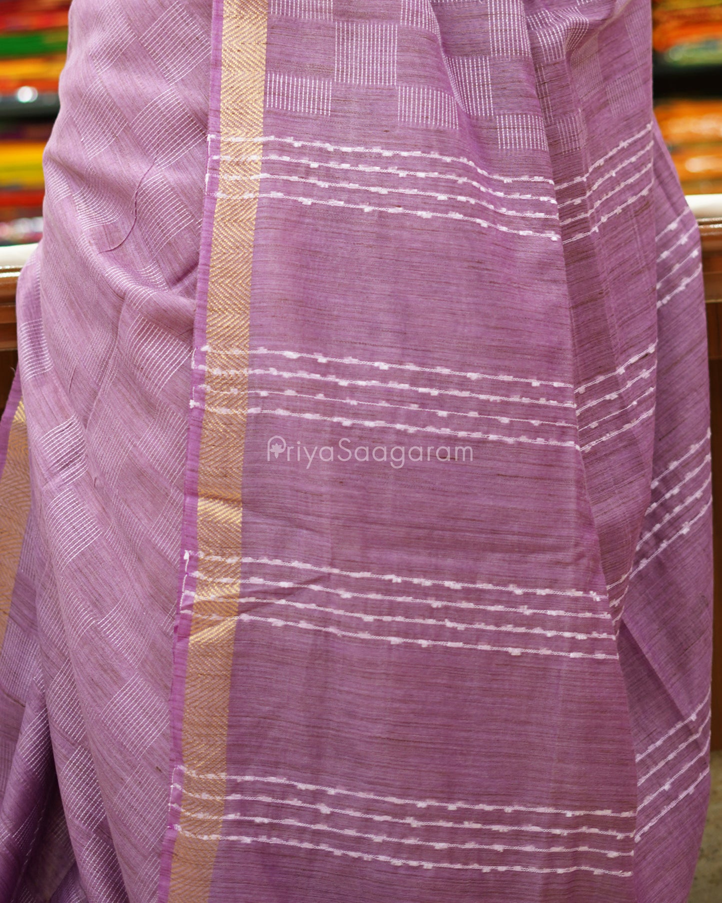 Purple Checked Tussar - PD1266