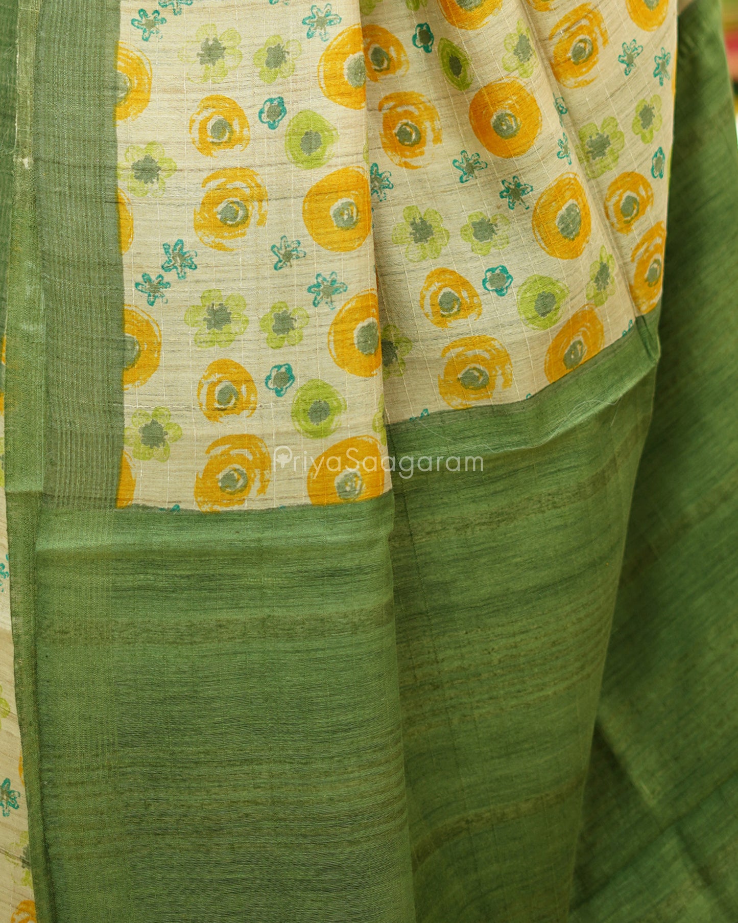 Classic Floral Printed Tussar - PD525