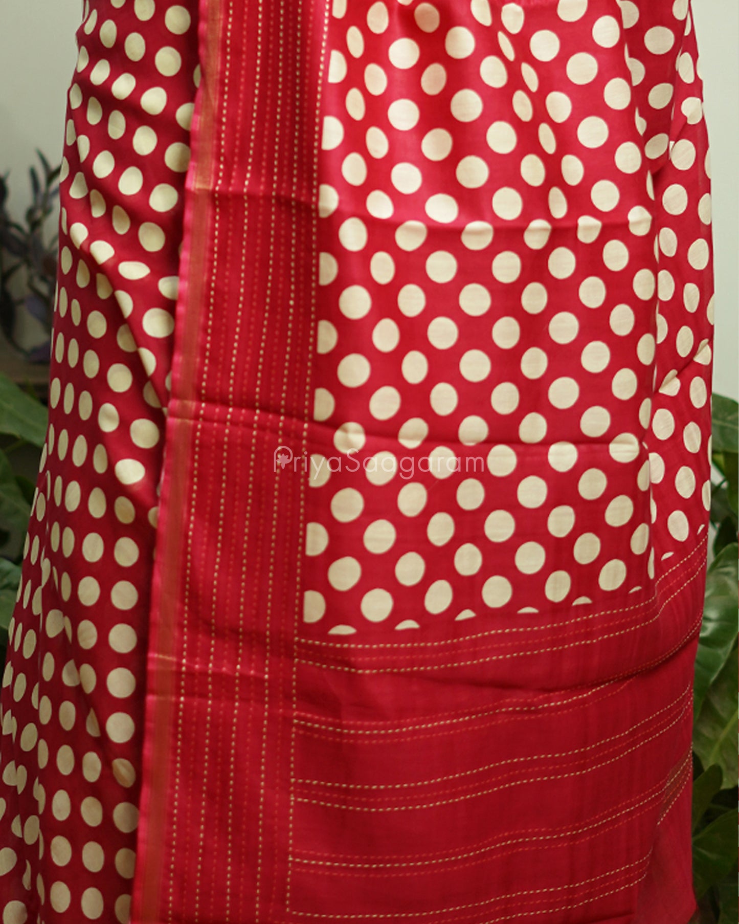 Rouge Pink Embroidery Blockprint Chanderi - PC3362