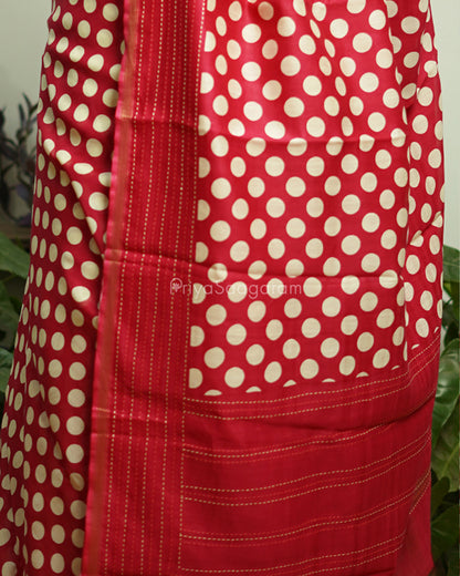 Rouge Pink Embroidery Blockprint Chanderi - PC3362