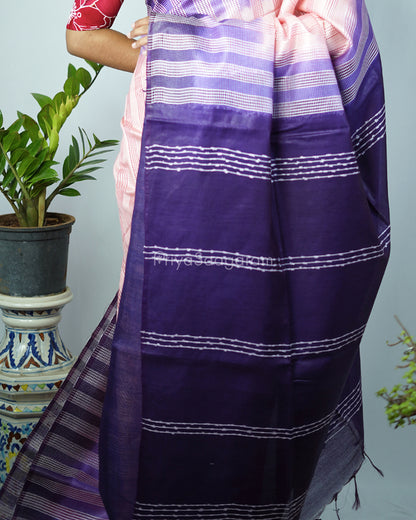 Purple and Pink Embroidery Tussar - PD1294