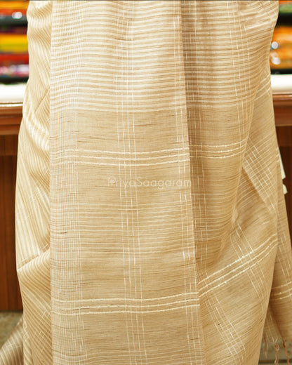 Classic Beige Striped Tussar - PD1215