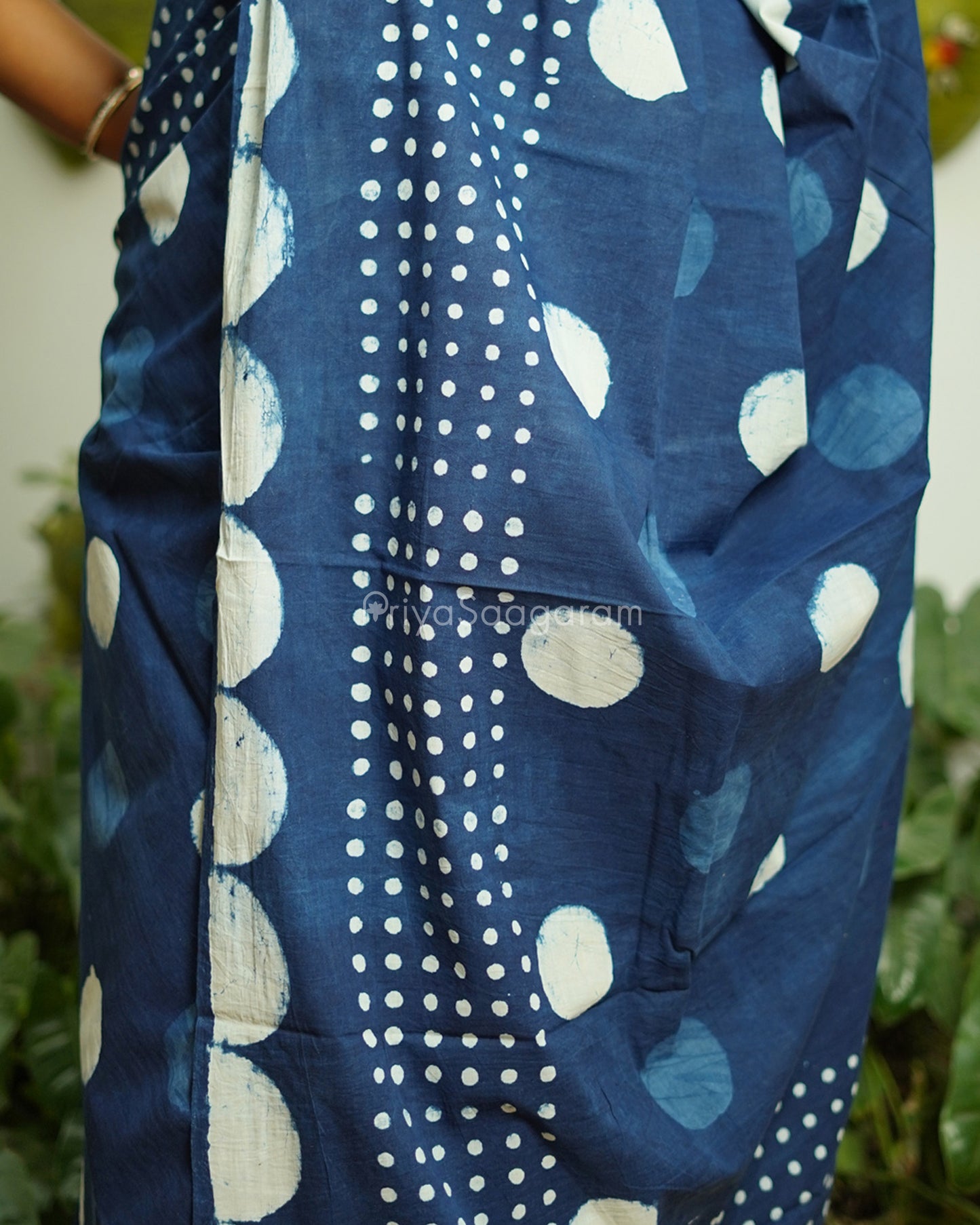 Polka Dots Indigo Blockprint Pure Cotton - PD376