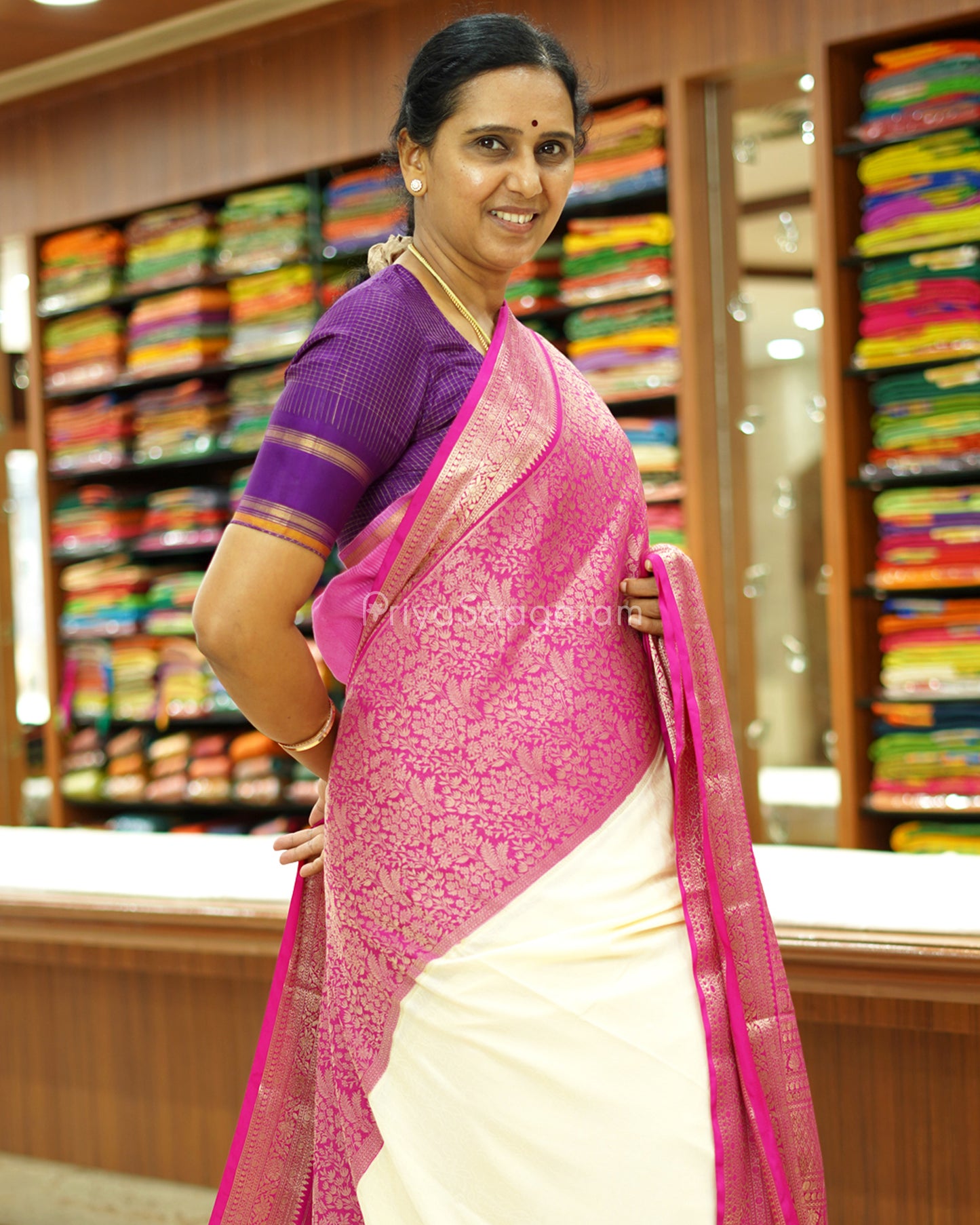 Half-White Pink Mysore Silk -PD468
