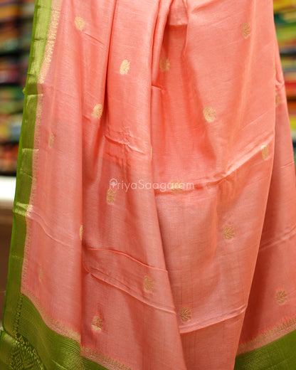 Pink and Green Chiniya Silk - PD784