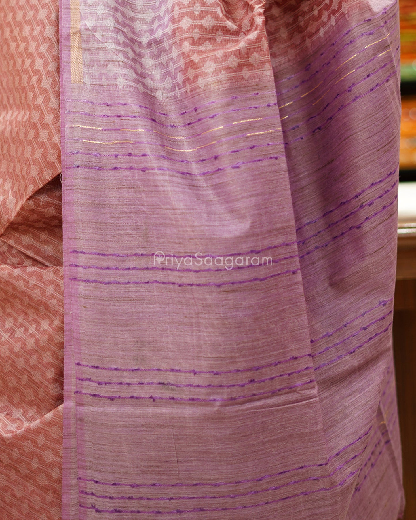 Purple and Violet Shaded Tussar - PD1129