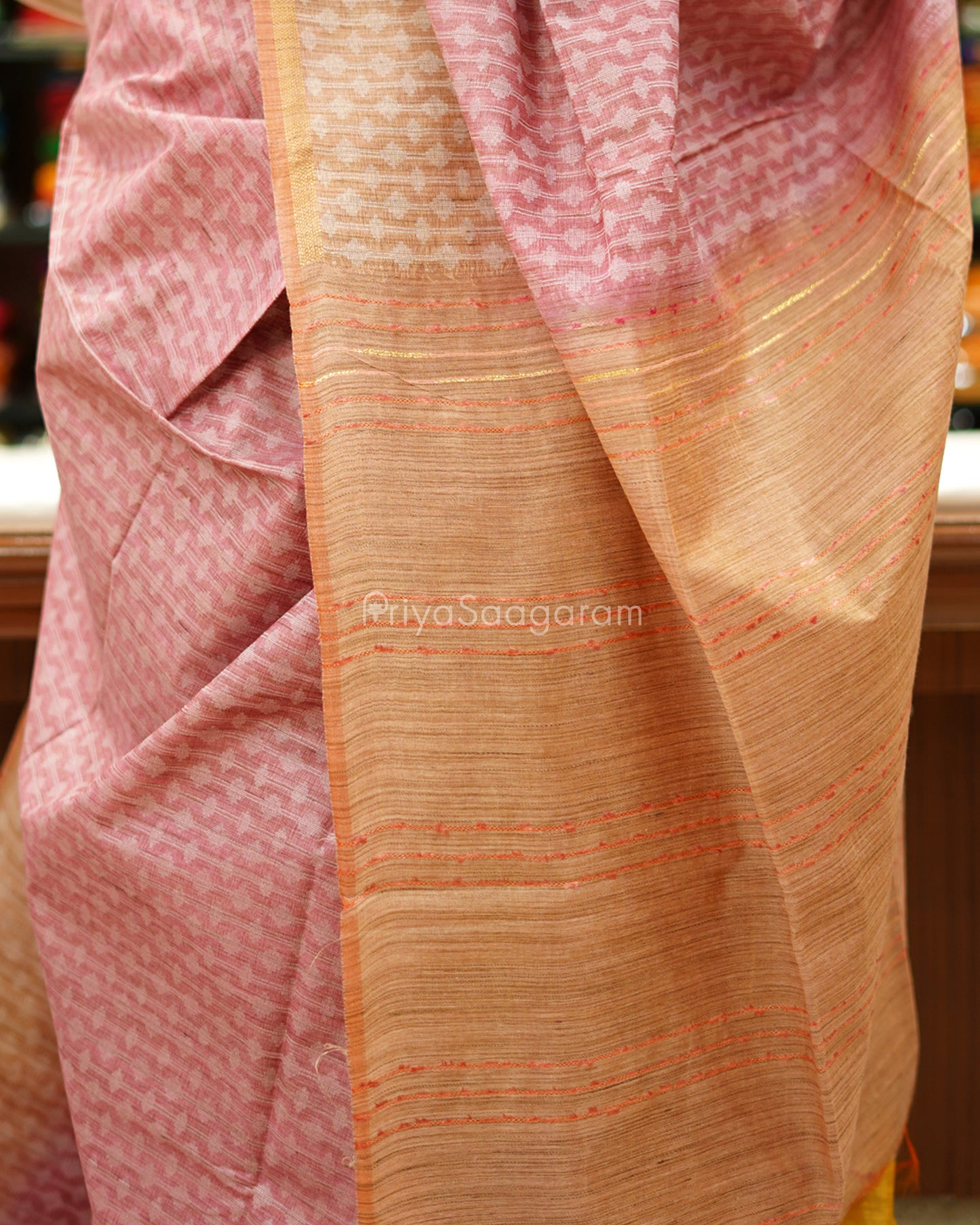 Pink and Orange Shaded Tussar - PD1132