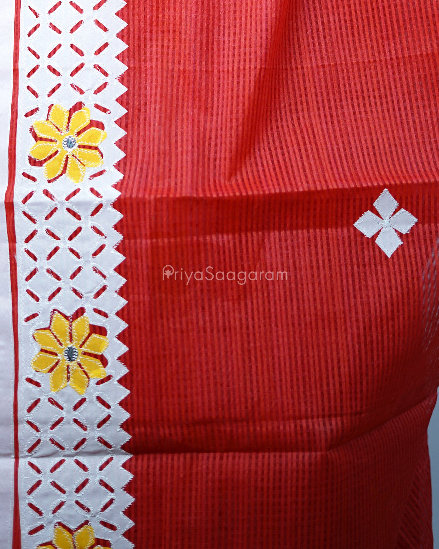 Classic Red Applique Cotton Kota - PD1421