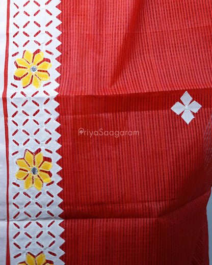 Classic Red Applique Cotton Kota - PD1421