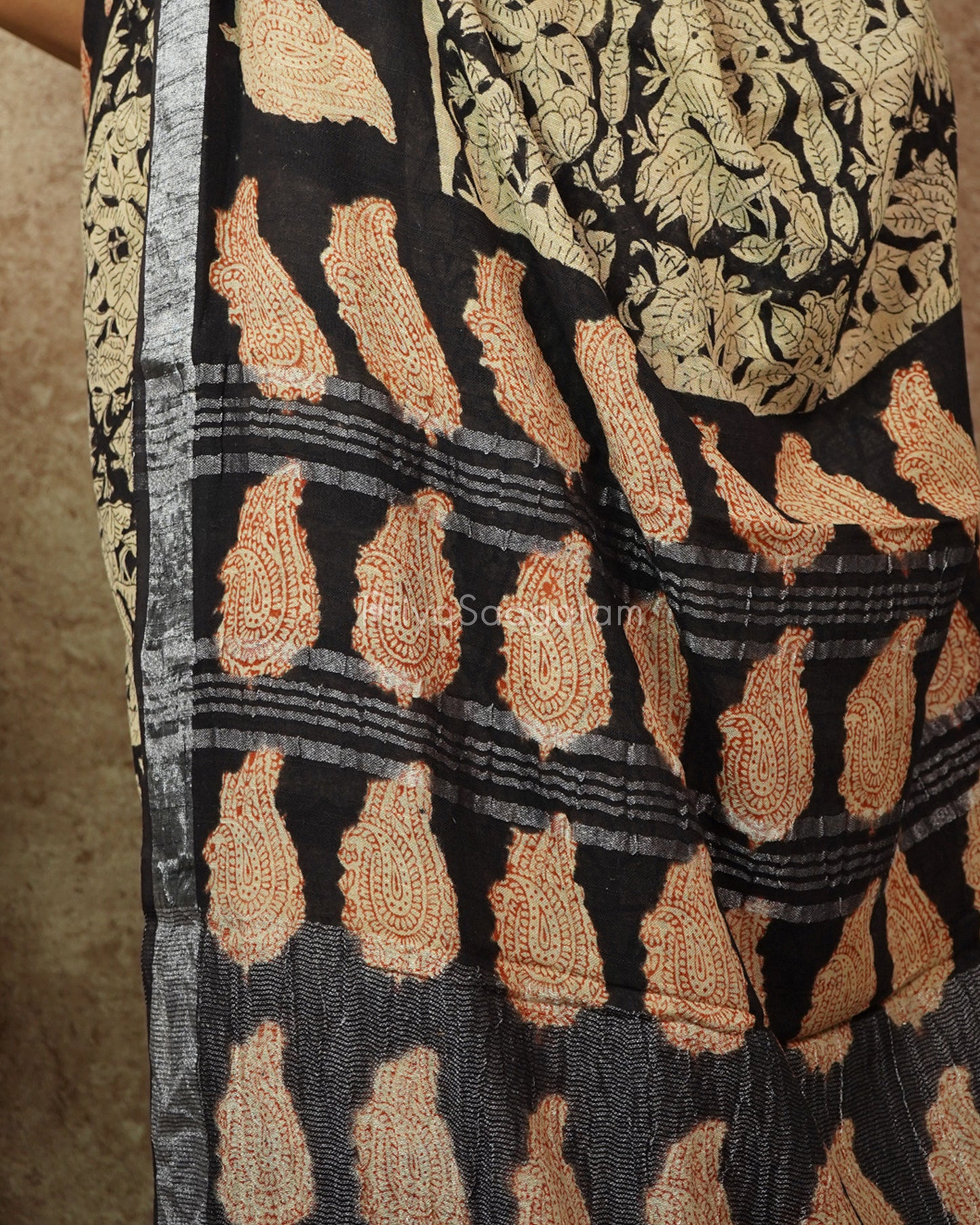 Black Blockprint Linen - PD272