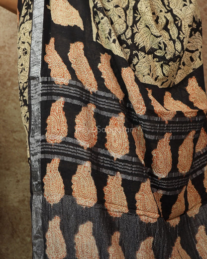 Black Blockprint Linen - PD272