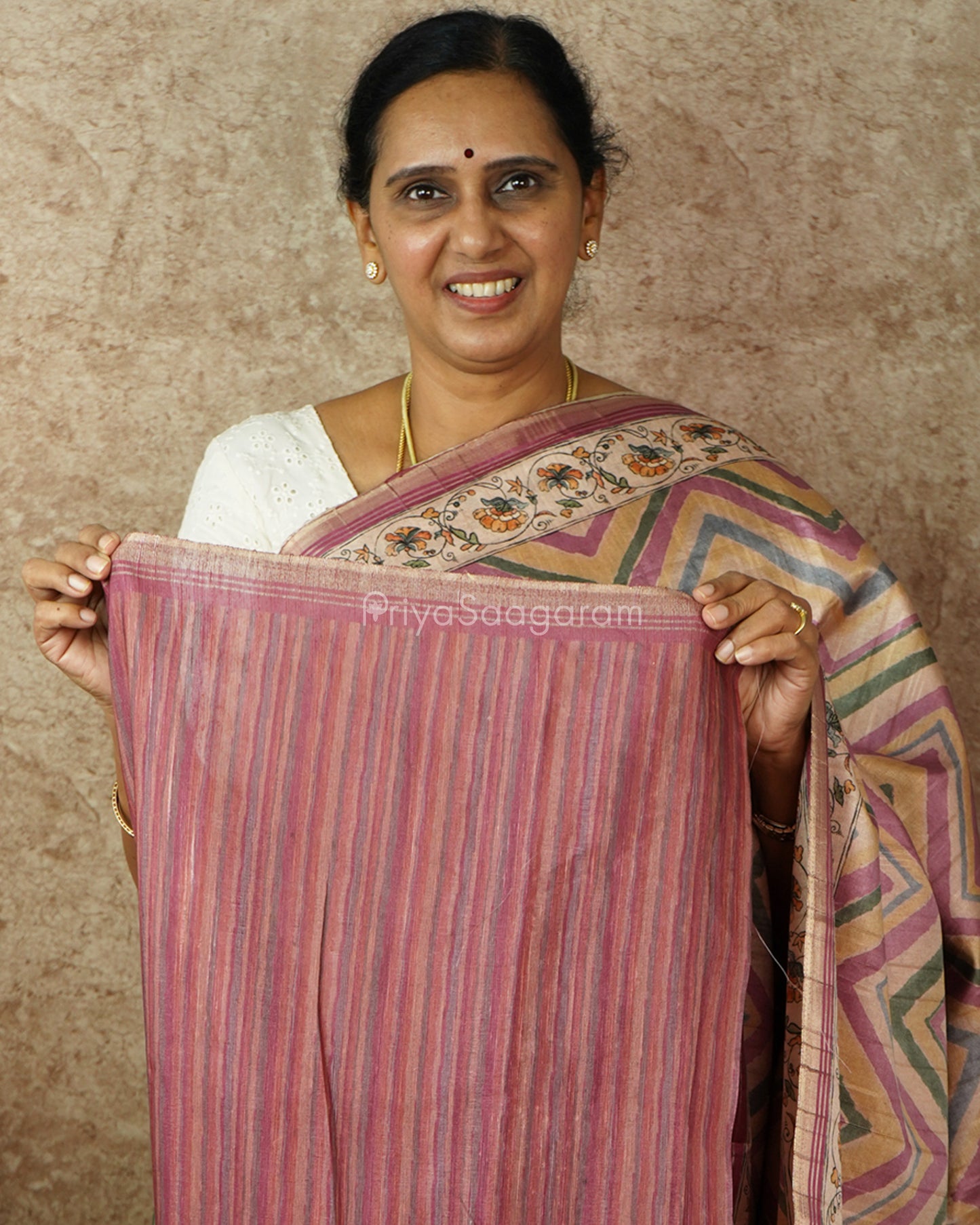Multi-Color Geometric Striped Tussar - PD451