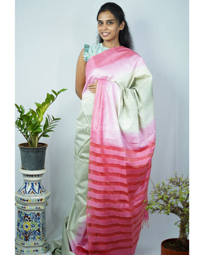 Cream Pink Tussar Organza - PD1219