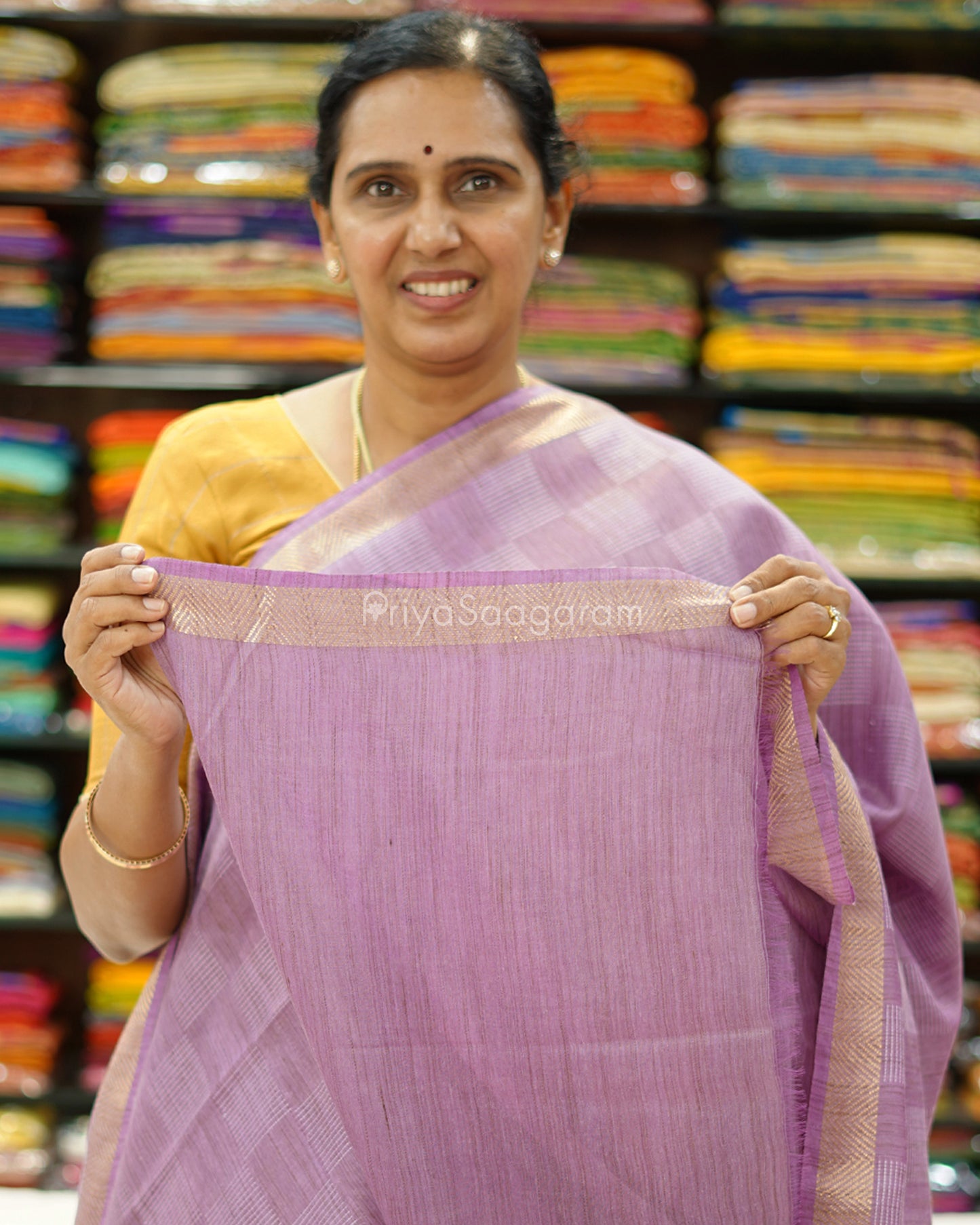 Purple Checked Tussar - PD1266