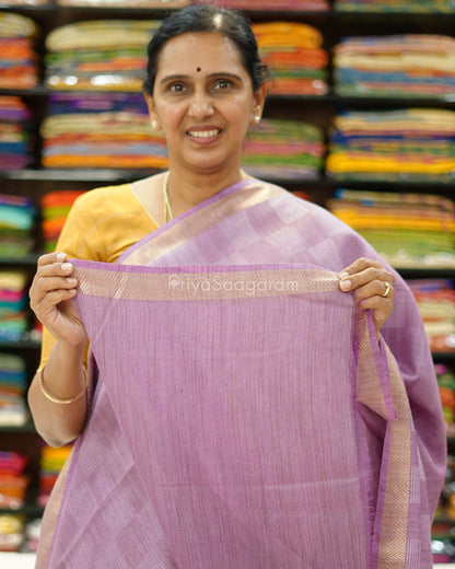 Purple Checked Tussar - PD1266