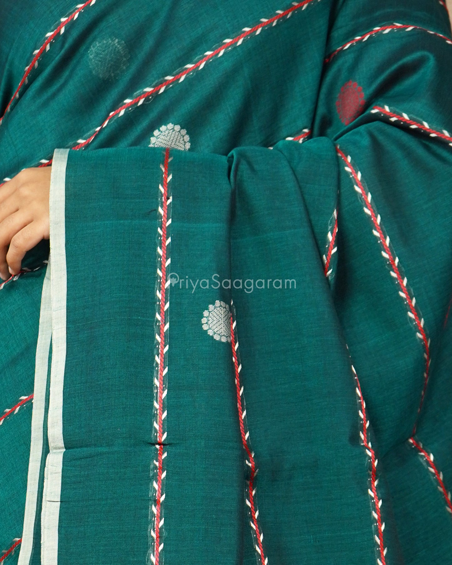 Dark Green Embroidery Pure Cotton - PD1177
