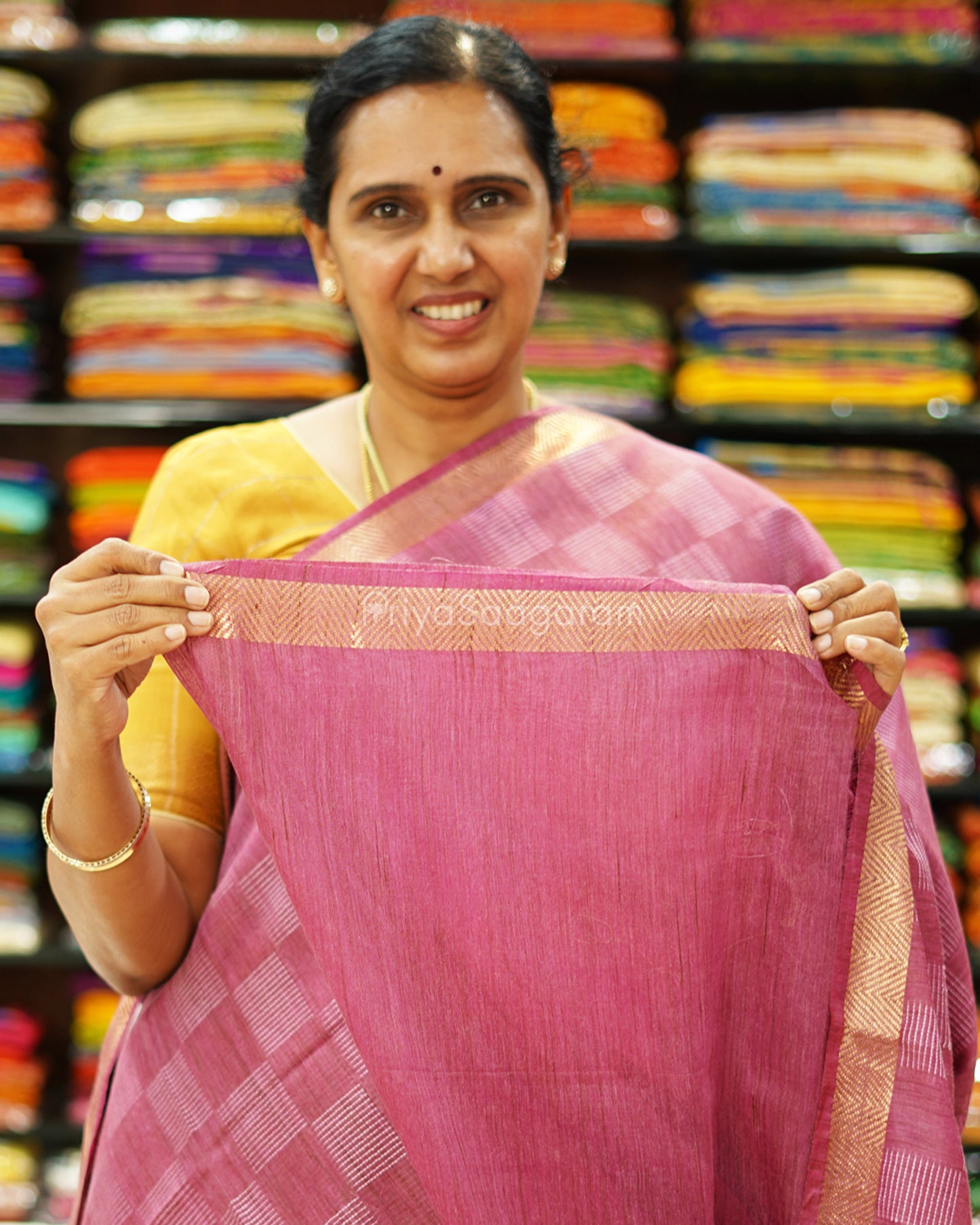Wine Checked Tussar - PD1268