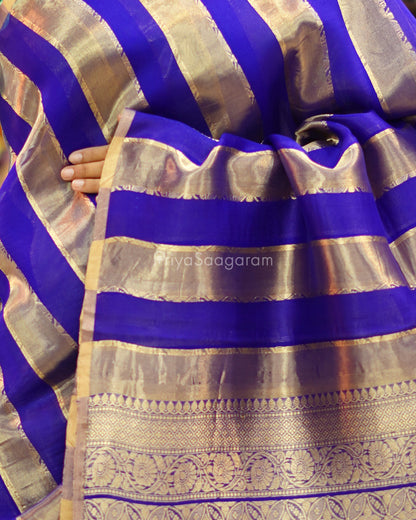 Blue Striped Tissue Kora Silk - PC3832