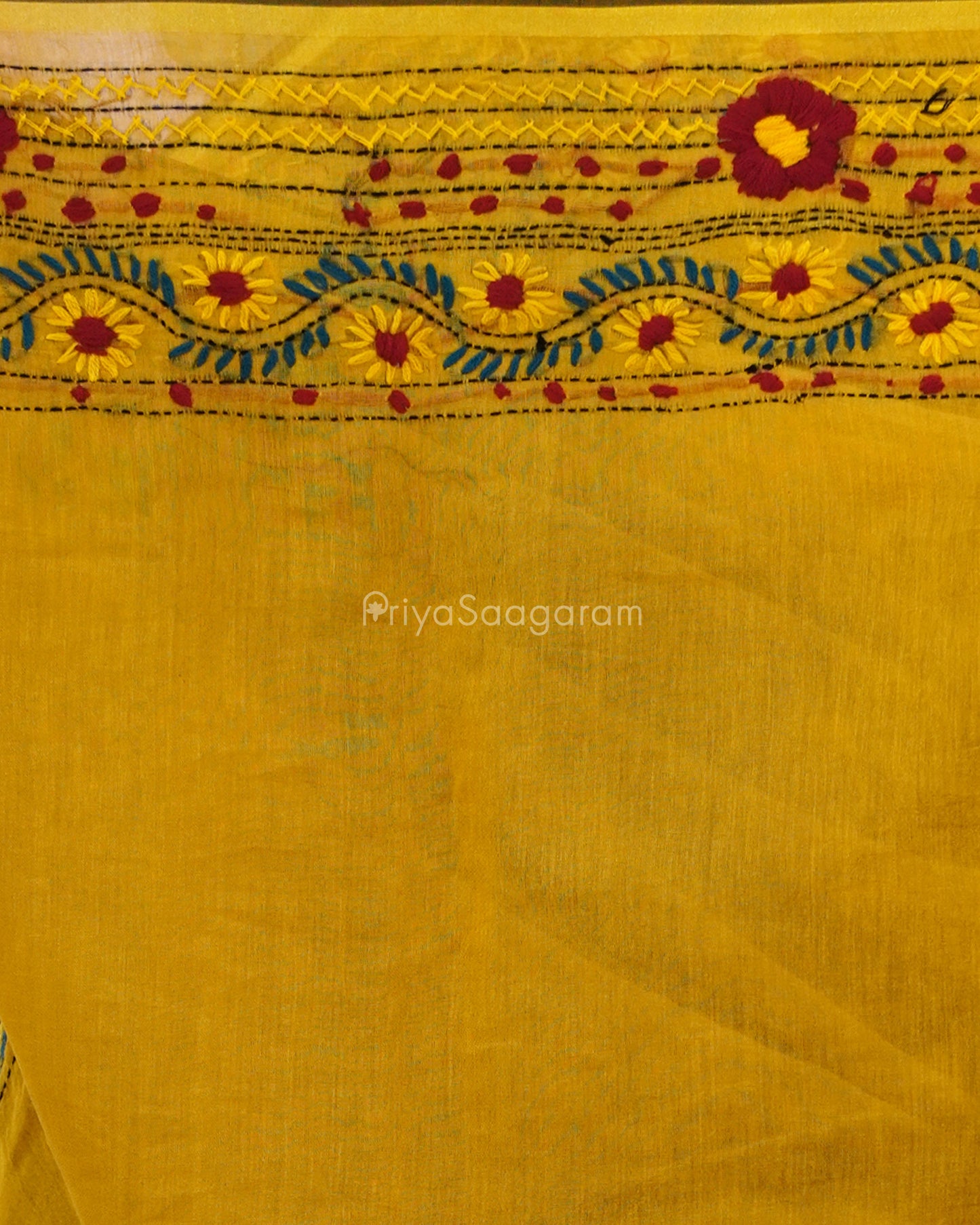 Mustard Phulkari Chanderi - PD389