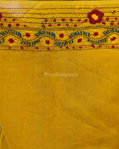 Mustard Phulkari Chanderi - PD389