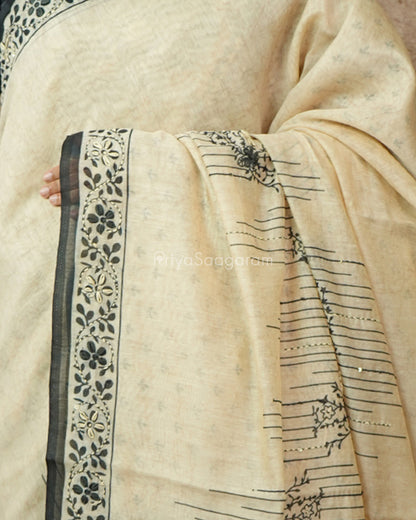 Cream Embroidery Chanderi - PD763