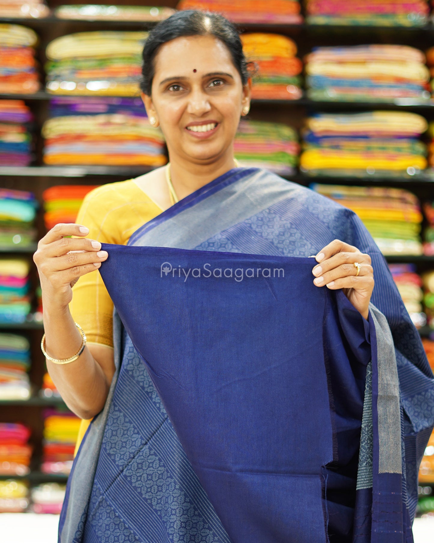 Navy Blue Print Tussar - PD1329