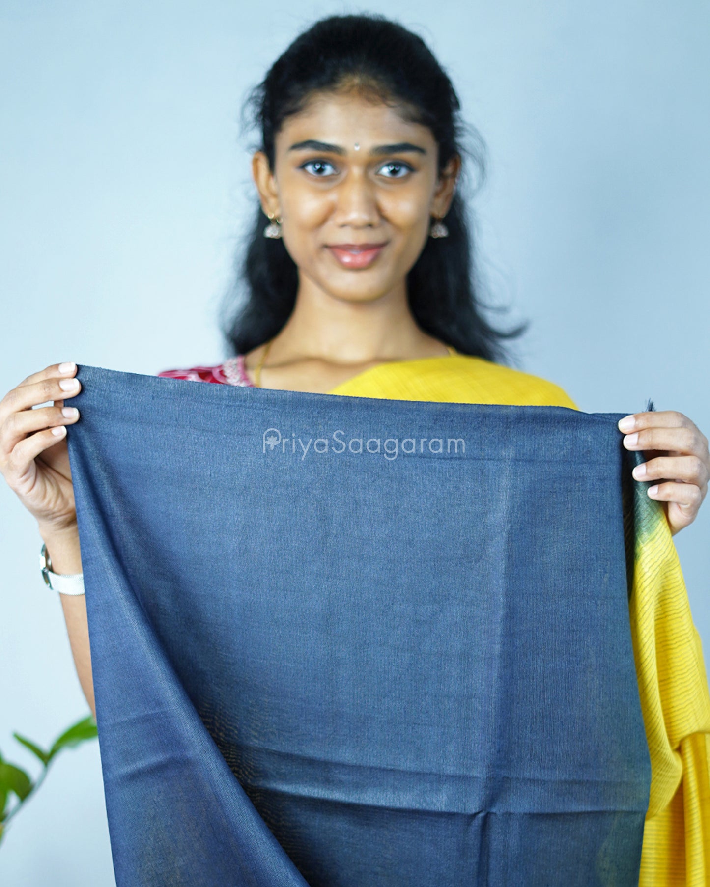 Yellow and Grey Contrast Tussar - PD1312
