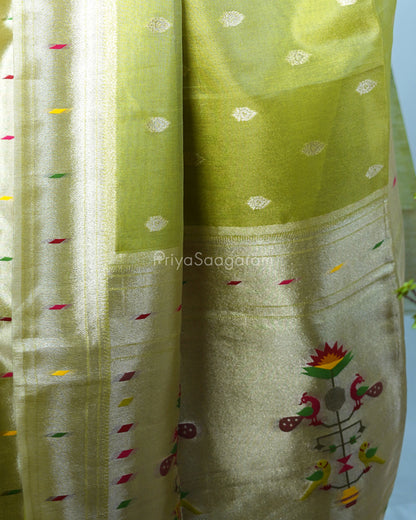 Green Paithani Tissue Banaras - PD1273