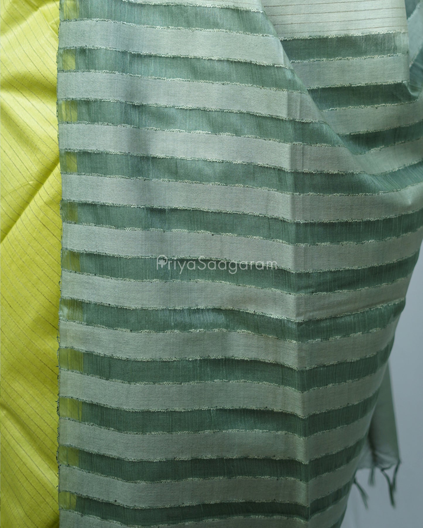 Green Shaded Tussar Organza - PD1220