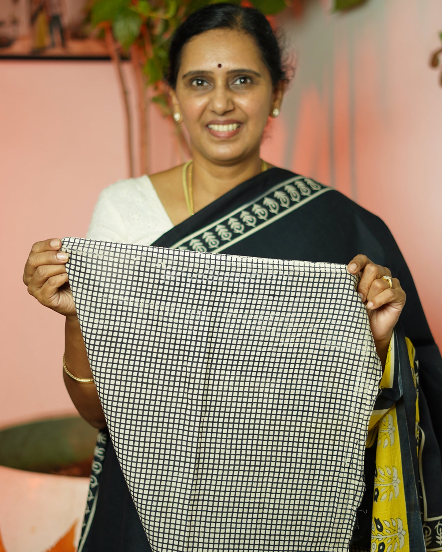 Solid Black Blockprint Pure Cotton - PD290