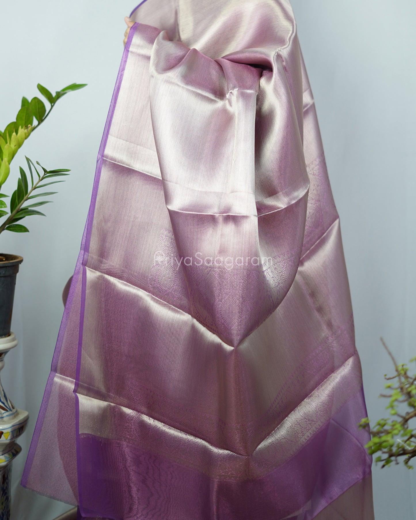 Golden Violet Kanchipuram Tissue Silk - N4803