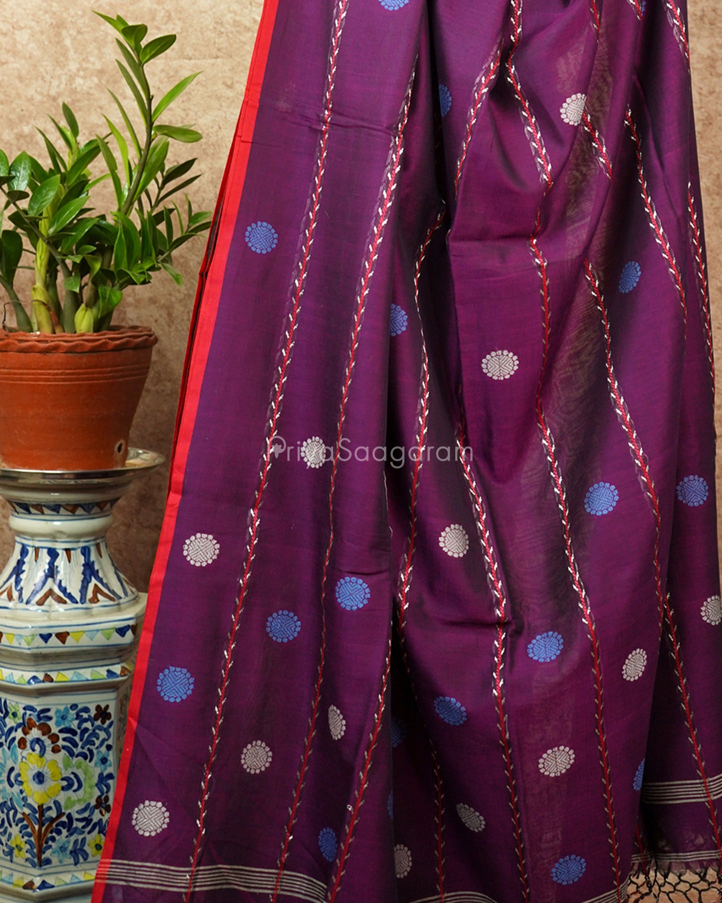 Deep Purple Embroidery Pure Cotton - PD1179