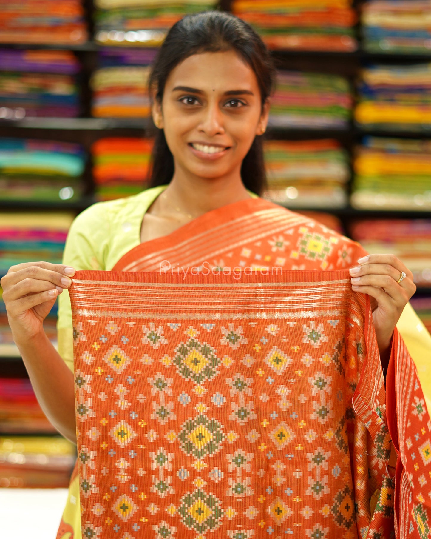 Yellow Wildlife Embroidery Silk Kota - PD741