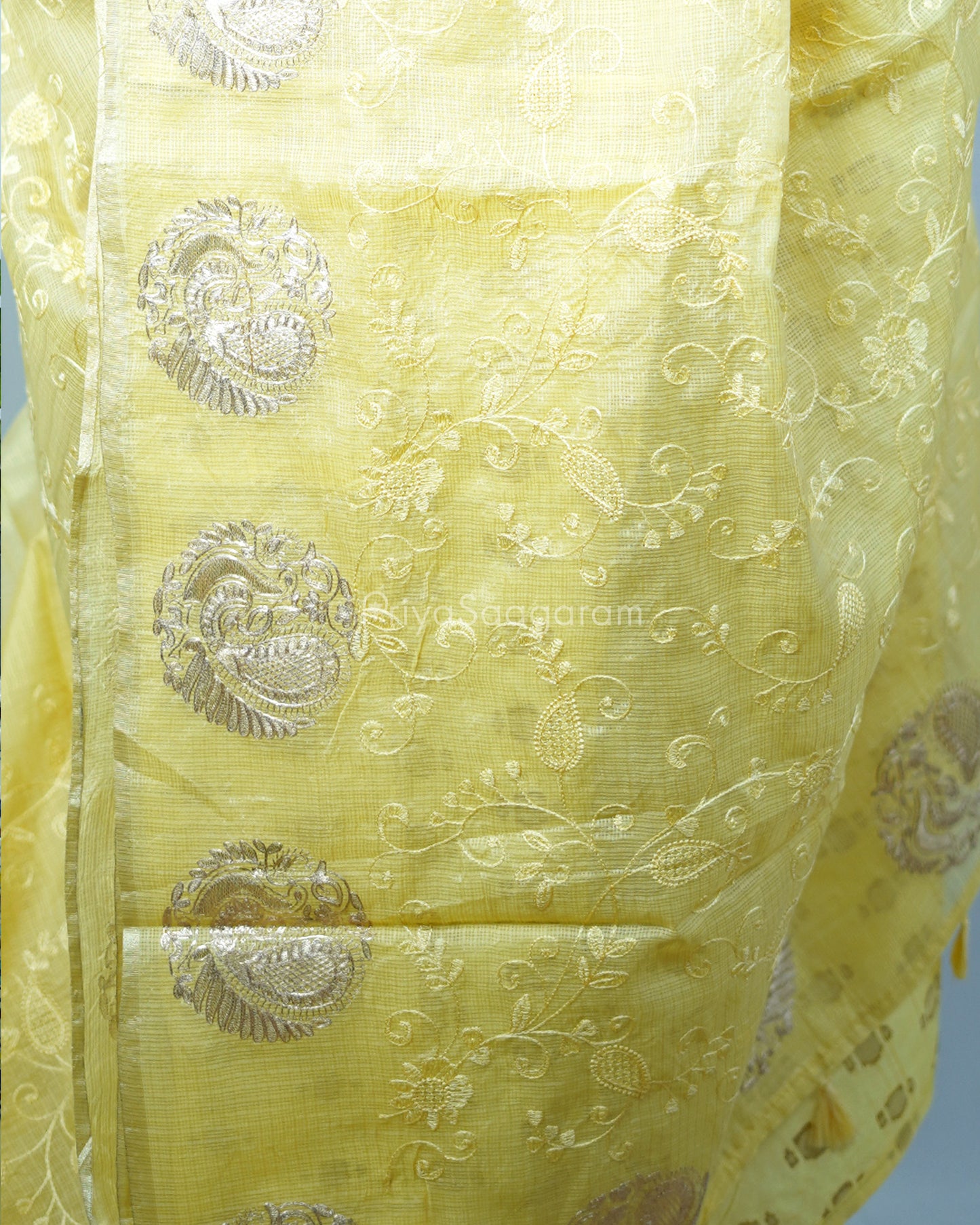 Light Yellow Pita Work Silk Kota - PD740