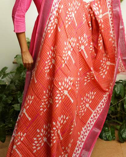 Pink Pattern Blockprint Linen - PD276