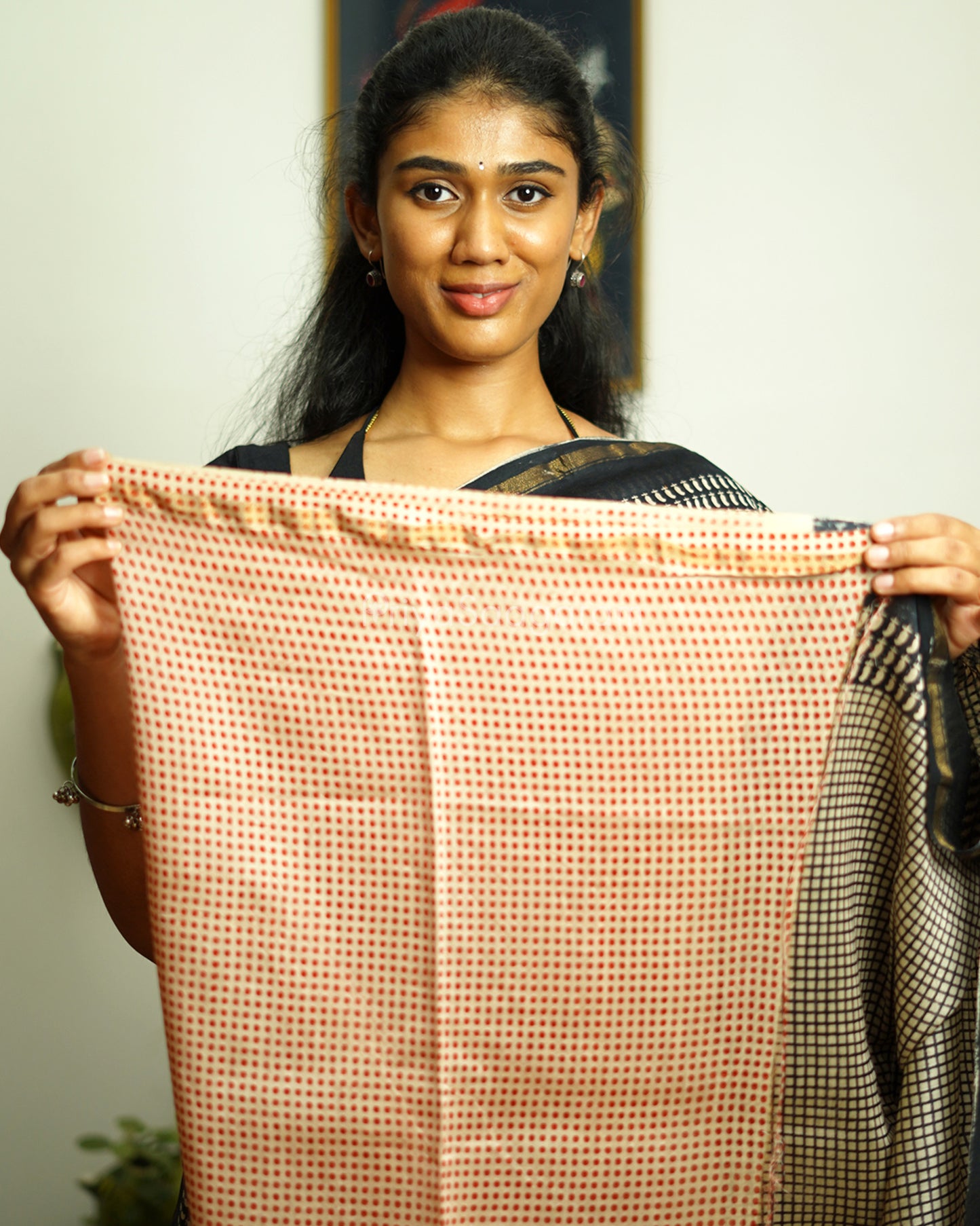 Black Maanga Motif Bagru Print Chanderi - PD360
