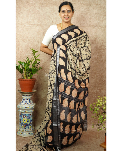 Black Blockprint Linen - PD272