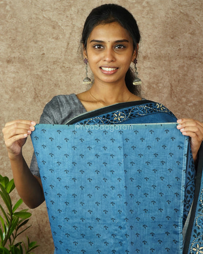 Blue Embroidery Chanderi - PD764