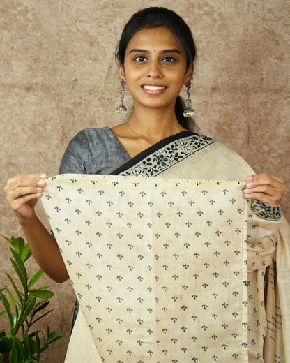 Cream Embroidery Chanderi - PD763