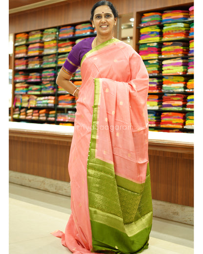 Pink and Green Chiniya Silk - PD784