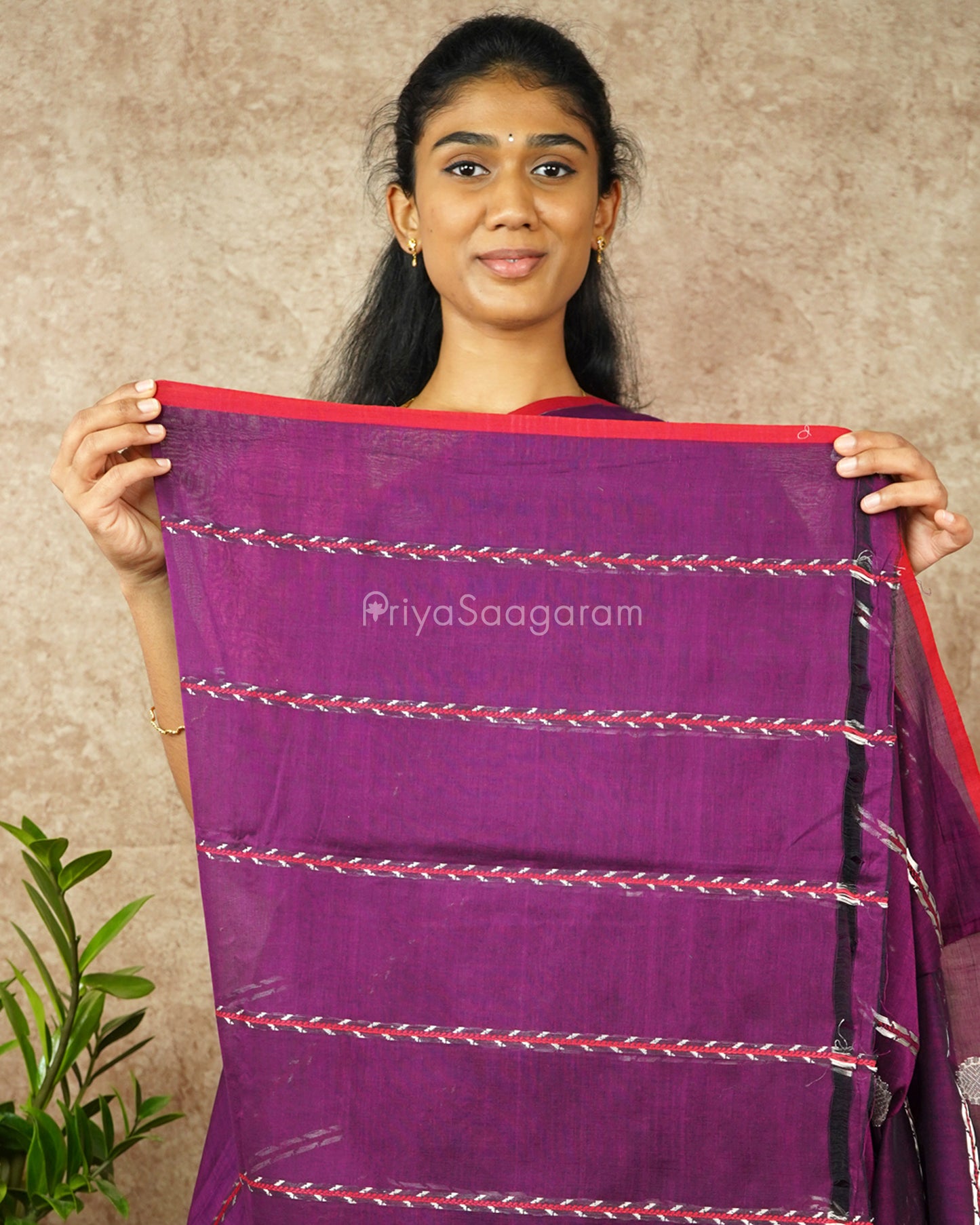 Deep Purple Embroidery Pure Cotton - PD1179