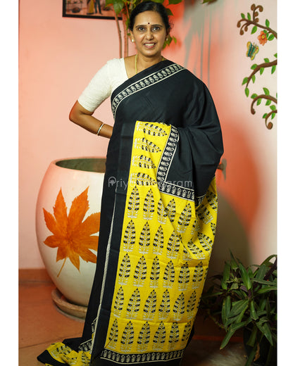 Solid Black Blockprint Pure Cotton - PD290