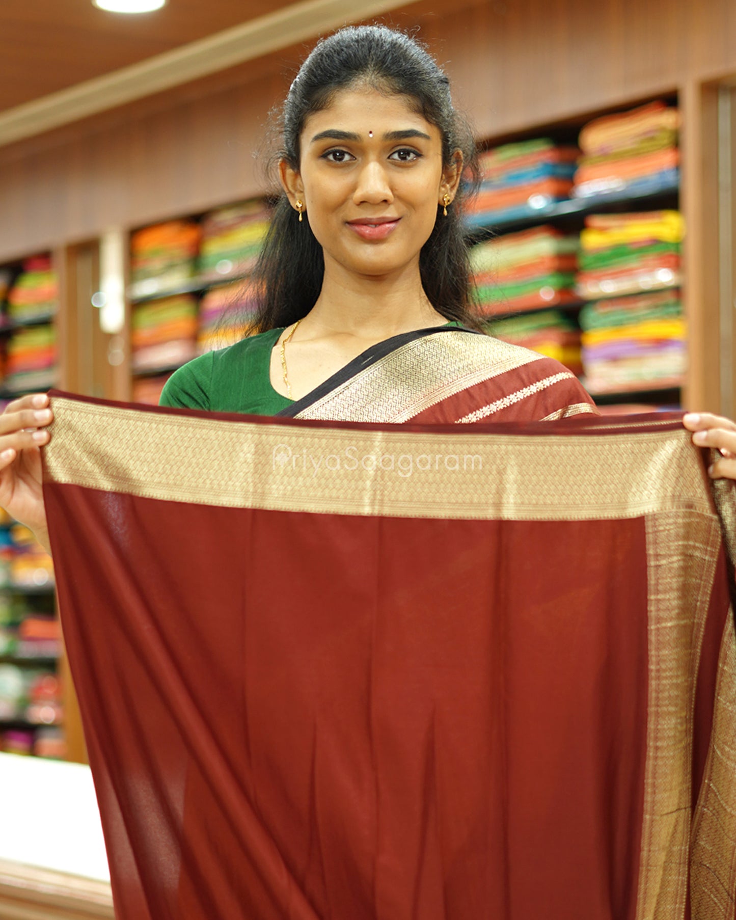 Yellow and Brown Mysore Silk - PD476