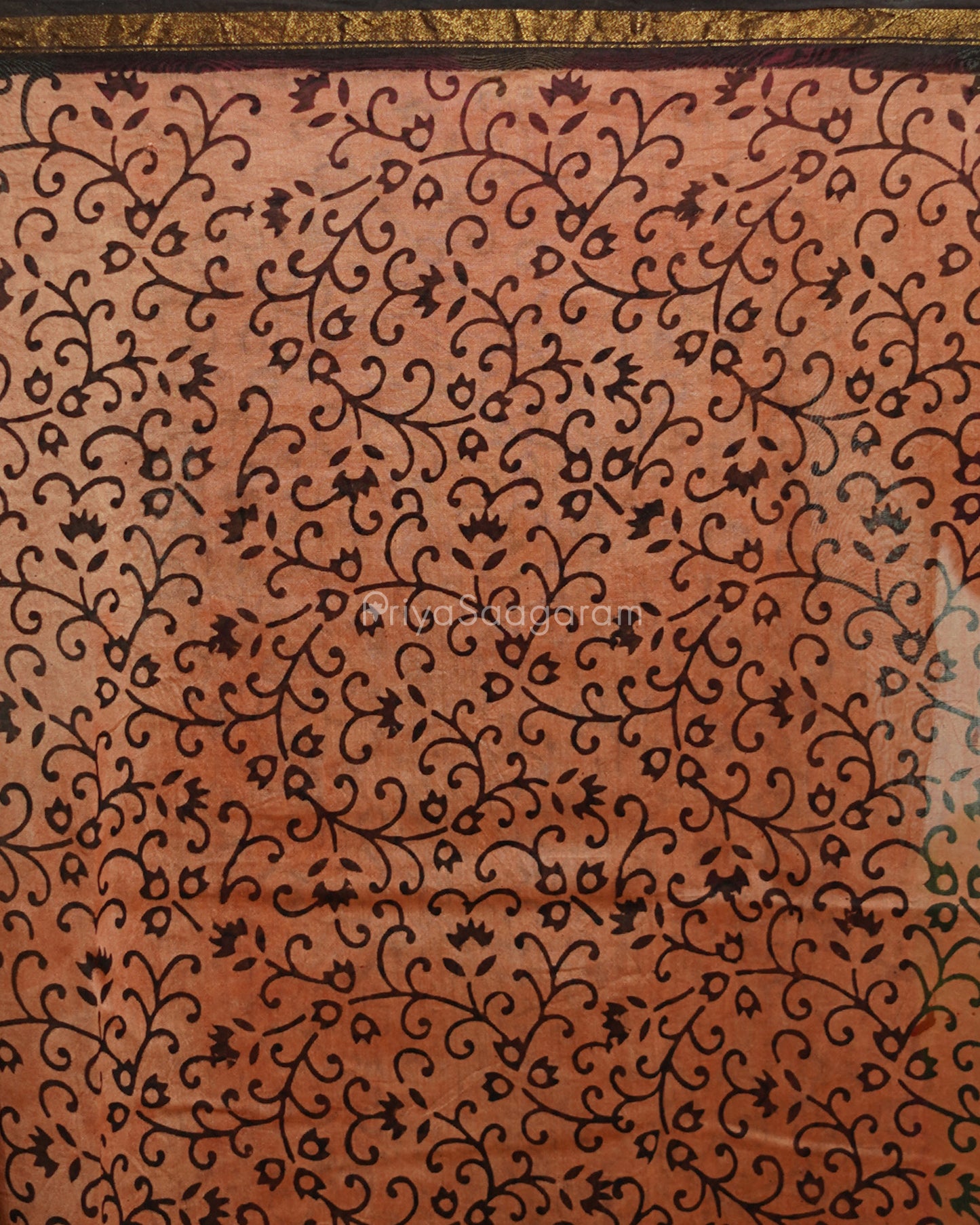 Maroon Bagru Print Chanderi - PD359