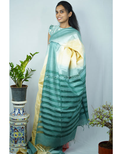 Yellow Green Tussar Organza - PD1217