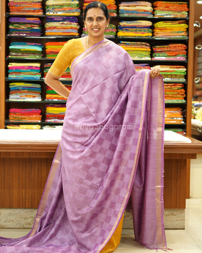 Purple Checked Tussar - PD1266