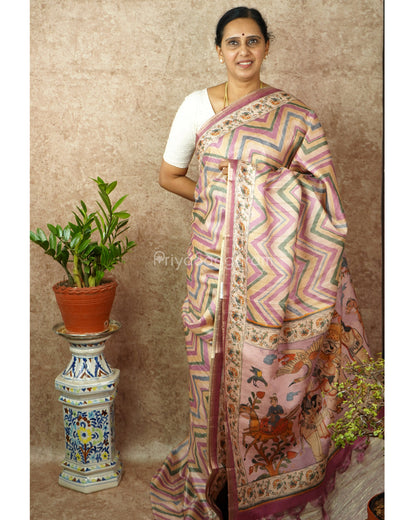 Multi-Color Geometric Striped Tussar - PD451