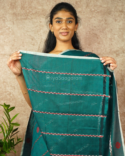 Dark Green Embroidery Pure Cotton - PD1177