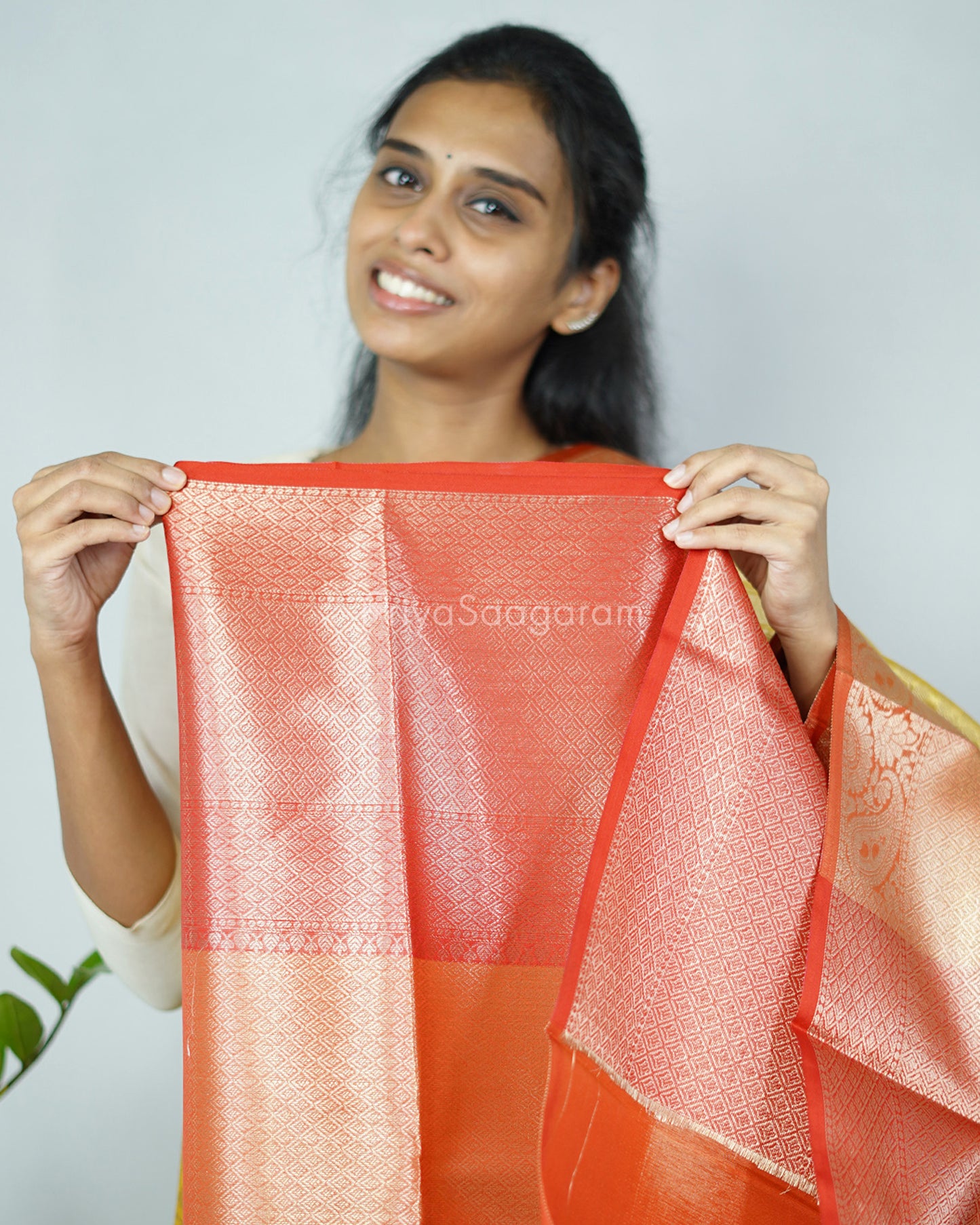 Yellow Red Kanchipuram Tissue Silk - N4803