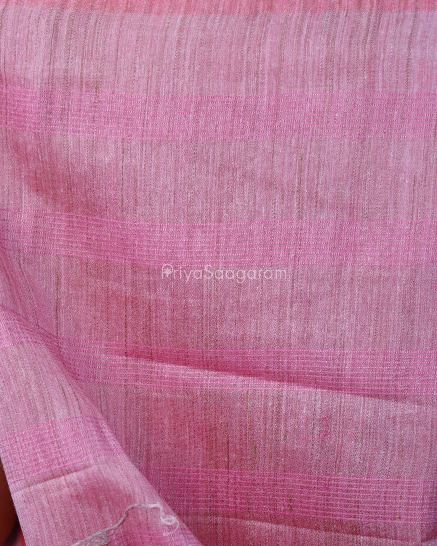 Rouge Pink Checked Tussar Organza - PD1201